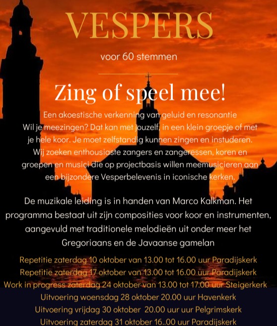Zangers & musikanten gezocht Vespers